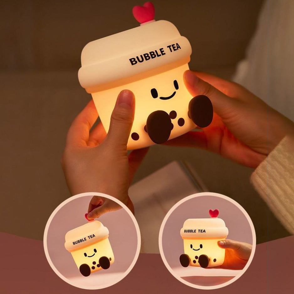 Kids Happy Tea Night Light – Silicone LED Bedside Lamp for Kids & Nursery