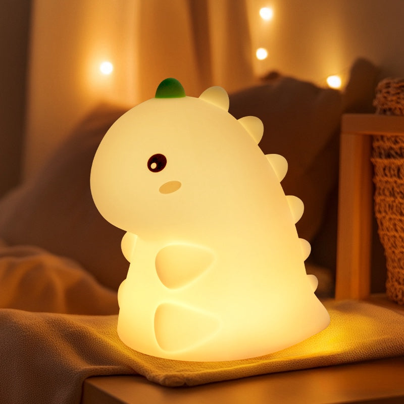 GlowFriends Dino LED Night Light – Soft Silicone Kids Bedside Lamp - Perfect Gift for Kids and Girls