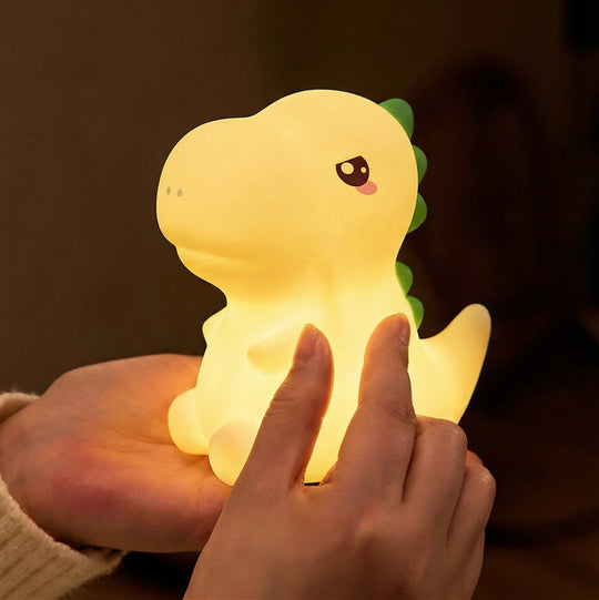 GlowFriends Dino LED Night Light – Soft Silicone Kids Bedside Lamp - Perfect Gift for Kids and Girls