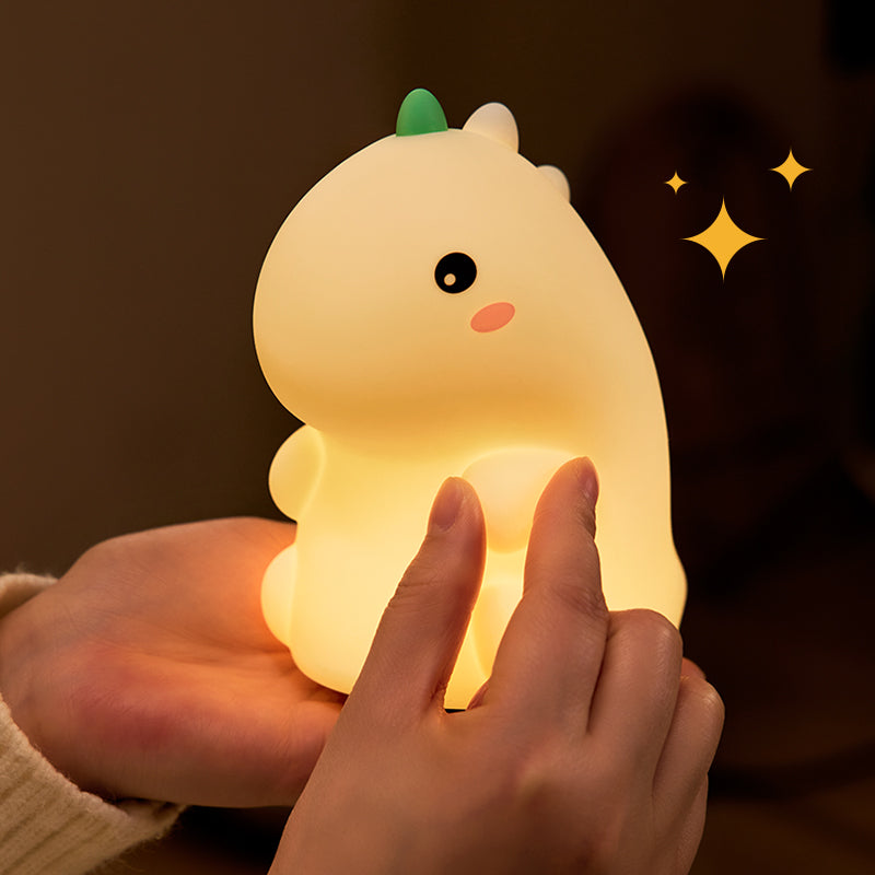 GlowFriends Dino LED Night Light – Soft Silicone Kids Bedside Lamp - Perfect Gift for Kids and Girls
