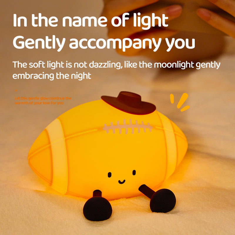 GlowFriends Football Night Light – Soft Silicone Kids Bedside Lamp - Perfect Gift
