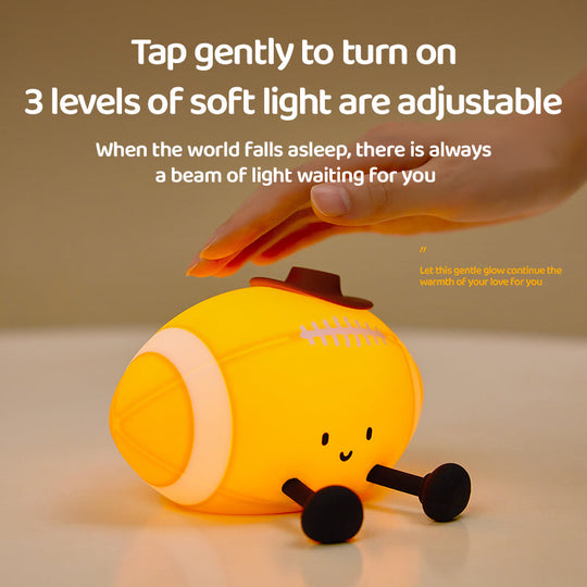 GlowFriends Football Night Light – Soft Silicone Kids Bedside Lamp - Perfect Gift