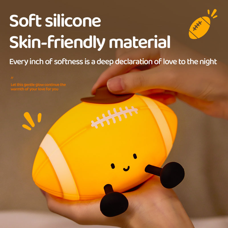 GlowFriends Football Night Light – Soft Silicone Kids Bedside Lamp - Perfect Gift