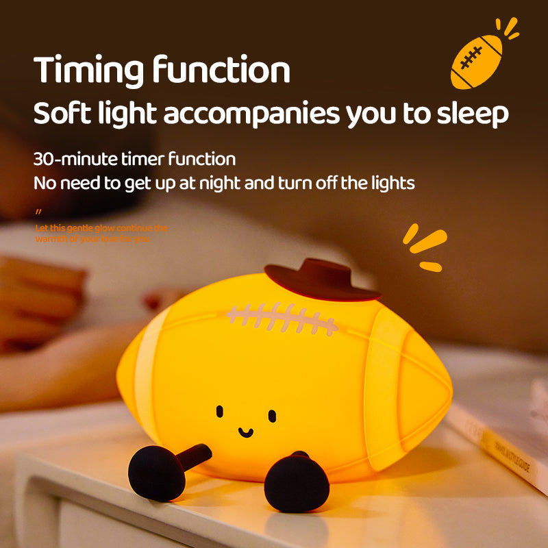 GlowFriends Football Night Light – Soft Silicone Kids Bedside Lamp - Perfect Gift