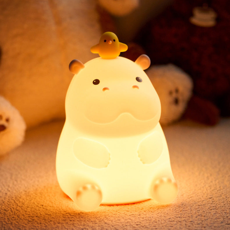 GlowFriends Hippo Night Light – Soft Silicone Kids Bedside Lamp