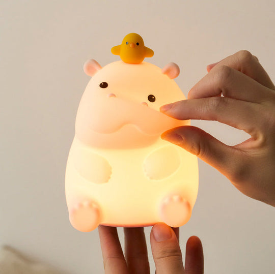 GlowFriends Hippo Night Light – Soft Silicone Kids Bedside Lamp