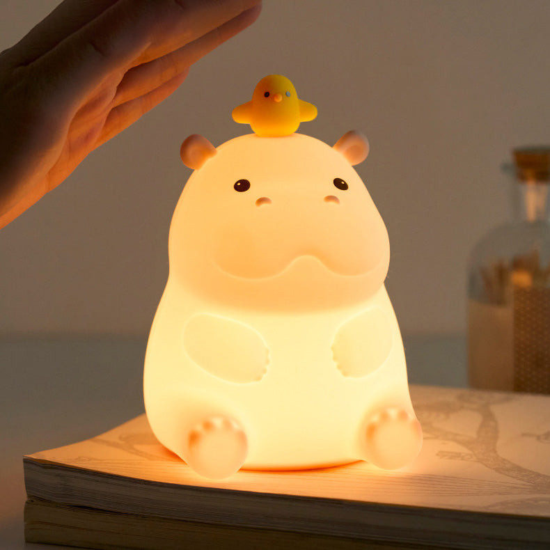 GlowFriends Hippo Night Light – Soft Silicone Kids Bedside Lamp