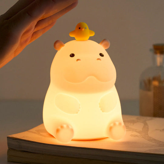 GlowFriends Hippo Night Light – Soft Silicone Kids Bedside Lamp