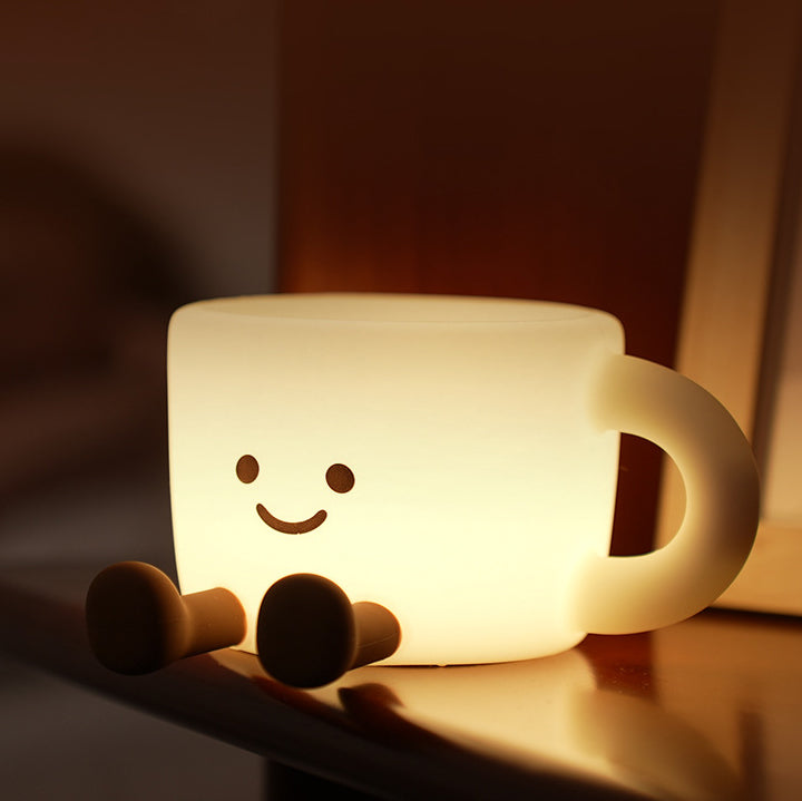 GlowFriends Coffee Night Light – Soft Silicone Kids Bedside Lamp - Fun Decor Perfect Gift
