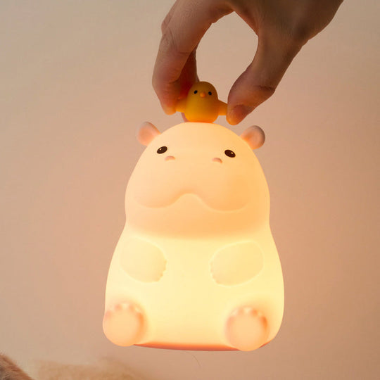 GlowFriends Hippo Night Light – Soft Silicone Kids Bedside Lamp