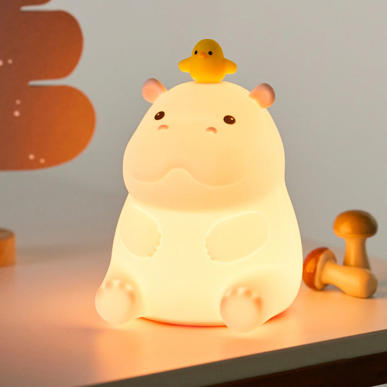 GlowFriends Hippo Night Light – Soft Silicone Kids Bedside Lamp