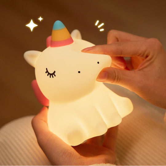 GlowFriends Unicorn Night Light LED - Tap Bedside Lamp Best Gift for Baby and Girl