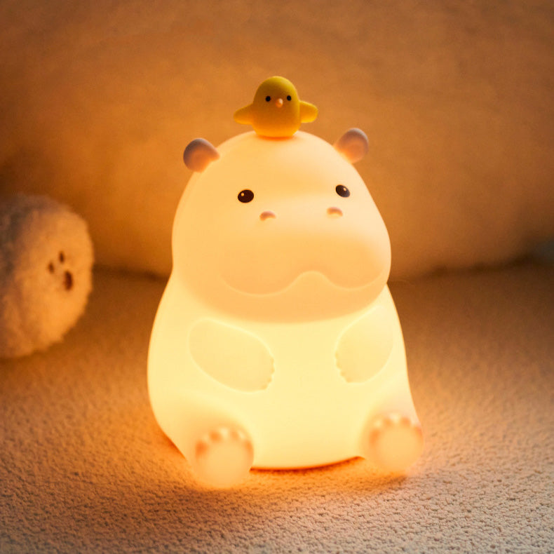 GlowFriends Hippo Night Light – Soft Silicone Kids Bedside Lamp