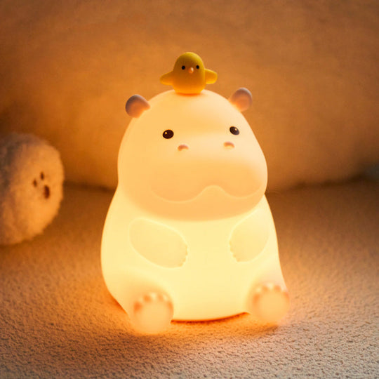 GlowFriends Hippo Night Light – Soft Silicone Kids Bedside Lamp