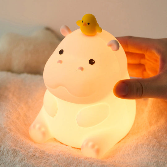GlowFriends Hippo Night Light – Soft Silicone Kids Bedside Lamp