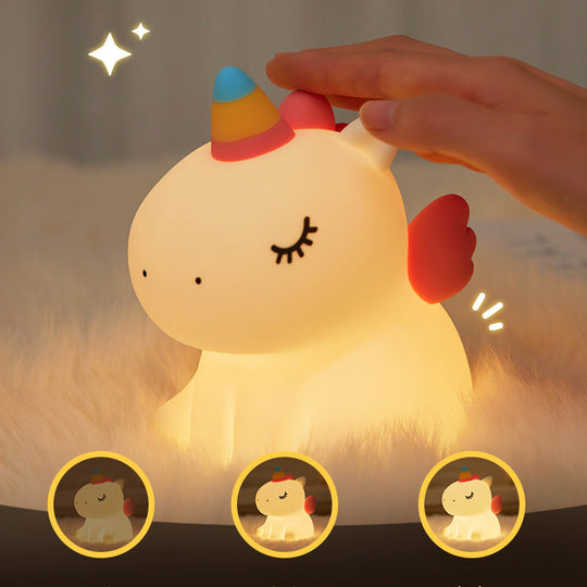 GlowFriends Unicorn Night Light LED - Tap Bedside Lamp Best Gift for Baby and Girl