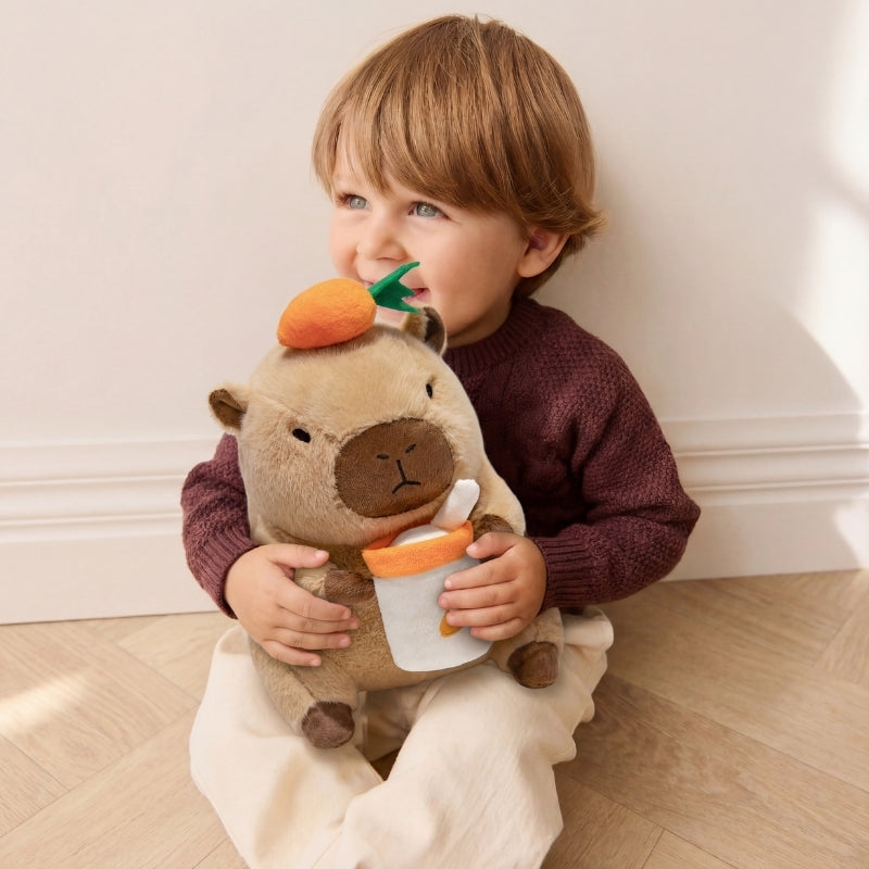 Brilena Foodie Capybara Plush Toy – Soft Stuffed Capybara for Babies & Toddlers