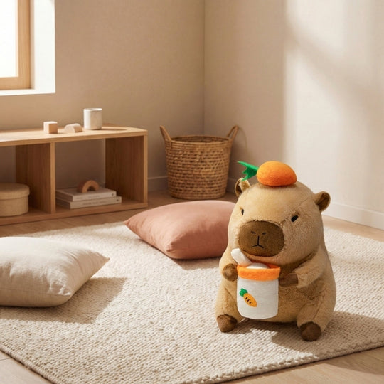 Brilena Foodie Capybara Plush Toy – Soft Stuffed Capybara for Babies & Toddlers