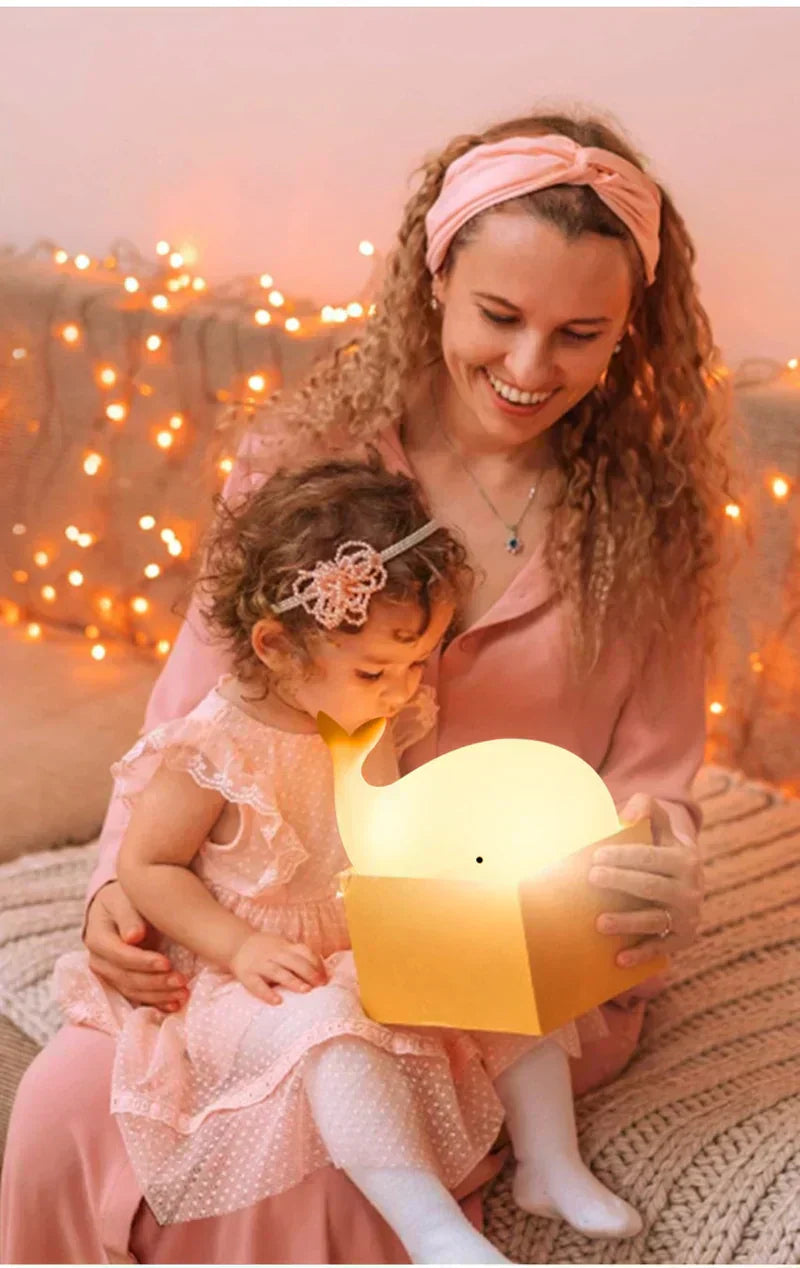 CozyWhale Night Light – Soft Toy Whale Lamp