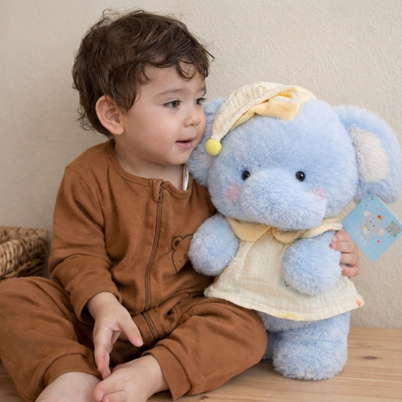 Yulia Cute Bib Elephant Plush Toy – Soft Stuffed Elephant for Babies & Toddlers