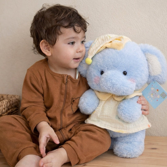 Yulia Cute Bib Elephant Plush Toy – Soft Stuffed Elephant for Babies & Toddlers