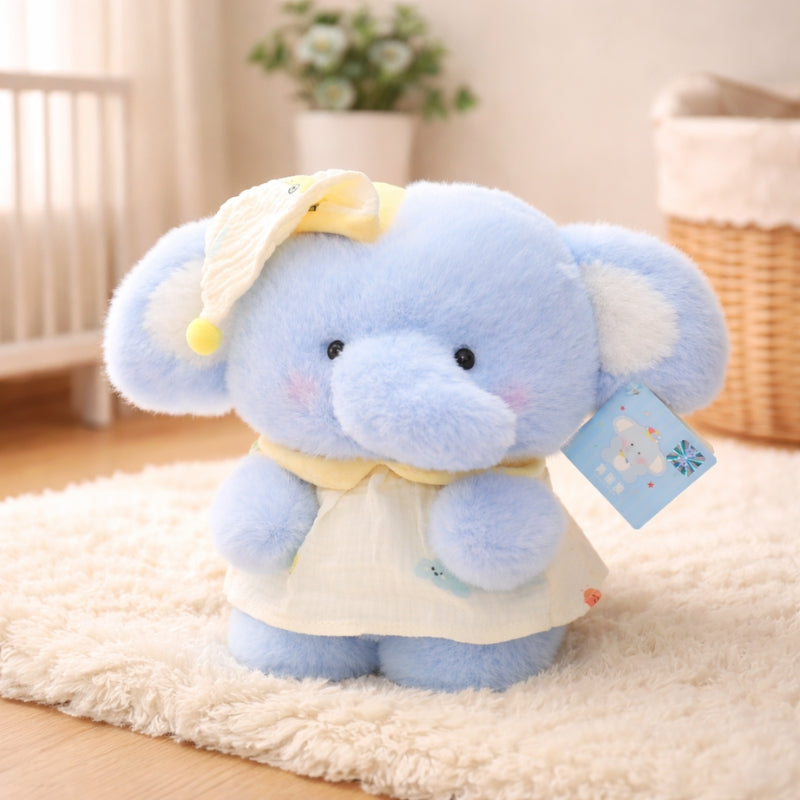 Yulia Cute Bib Elephant Plush Toy – Soft Stuffed Elephant for Babies & Toddlers